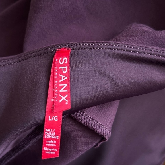 Spanx Ponte Ankle Legging Shapewear Contoured Waistband Burgundy Brandywine Sz L - Picture 11 of 14